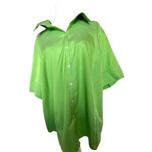 SKU2506 Liz Claiborne Women's Plus Size 18W Lime Green Button-Up Cotton Shirt